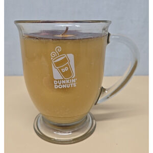 Dunkin Donuts Coffee French Vanilla 16oz Clear Glass Mug Candle 2015